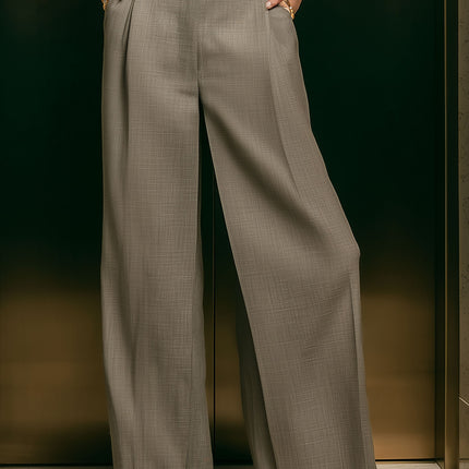 Elegant White Sleeveless Top And Khaki Pants Set
