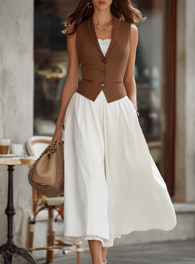 Minimalist Stylish Vest And Skirt Set