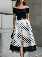 Elegant Urban Retro Off-shoulder Polka Dot Midi Dress