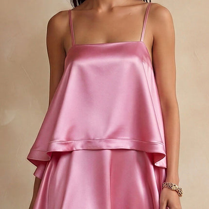 Elegant Vacation Layered Satin Slip Dress