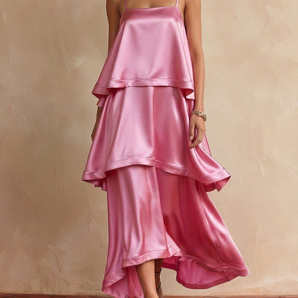 Elegant Vacation Layered Satin Slip Dress