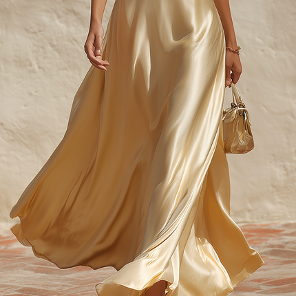 Elegant Minimalist Exquisite Satin Maxi Dress