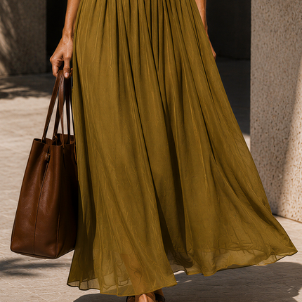 Vacation Retro Round Neck Short Sleeve Chiffon Maxi Dress