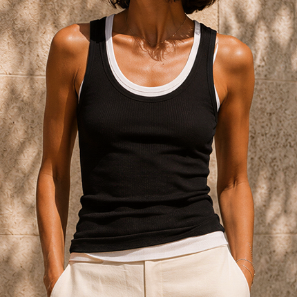 Minimalist And Relaxed Two-piece Tank Top And Wide-leg Set
