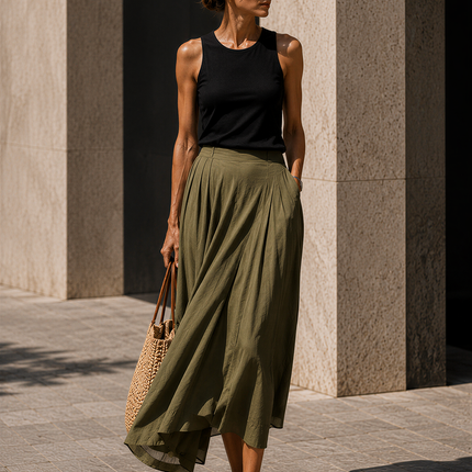 Minimalist And Relaxed Vacation Tank Top And Maxi Skirt Set