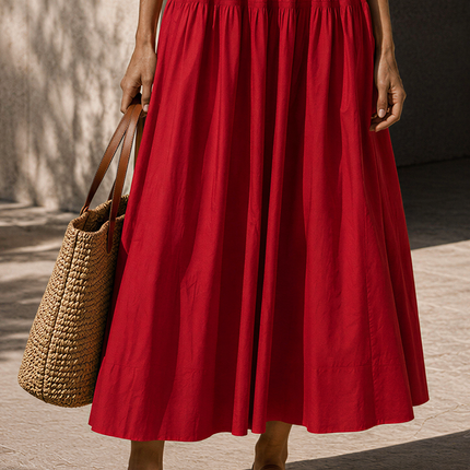 Minimalist Vacation Solid Color Suspender Maxi Dress