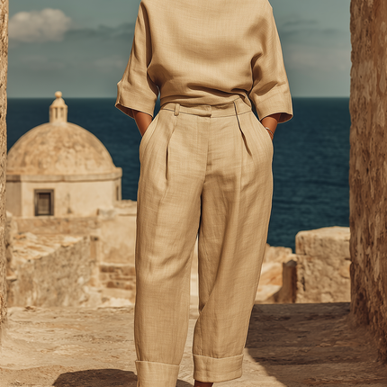 Elegant Luxurious Resort-style Boat Neck Top And Harem Pants Set